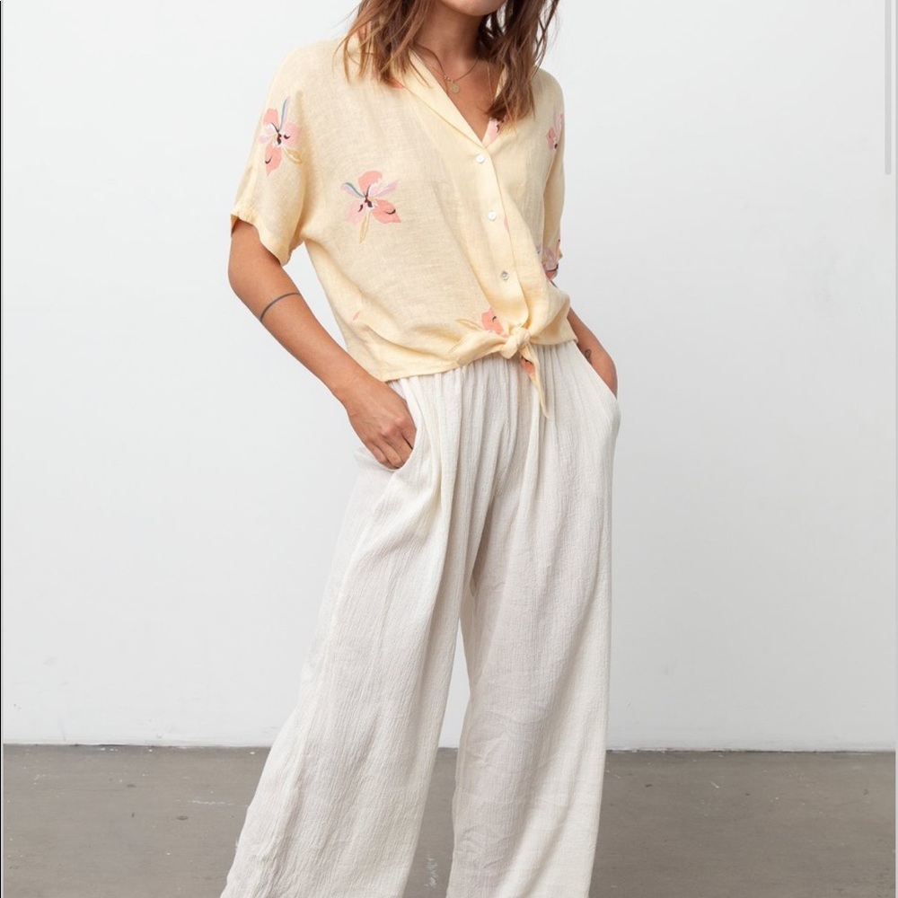 Yellow Flower Button Down Top - Rails - image 2